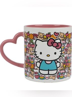 Hello Kitty Mug with Pink Heart Shaped Handle - 16oz Ceramic Mug